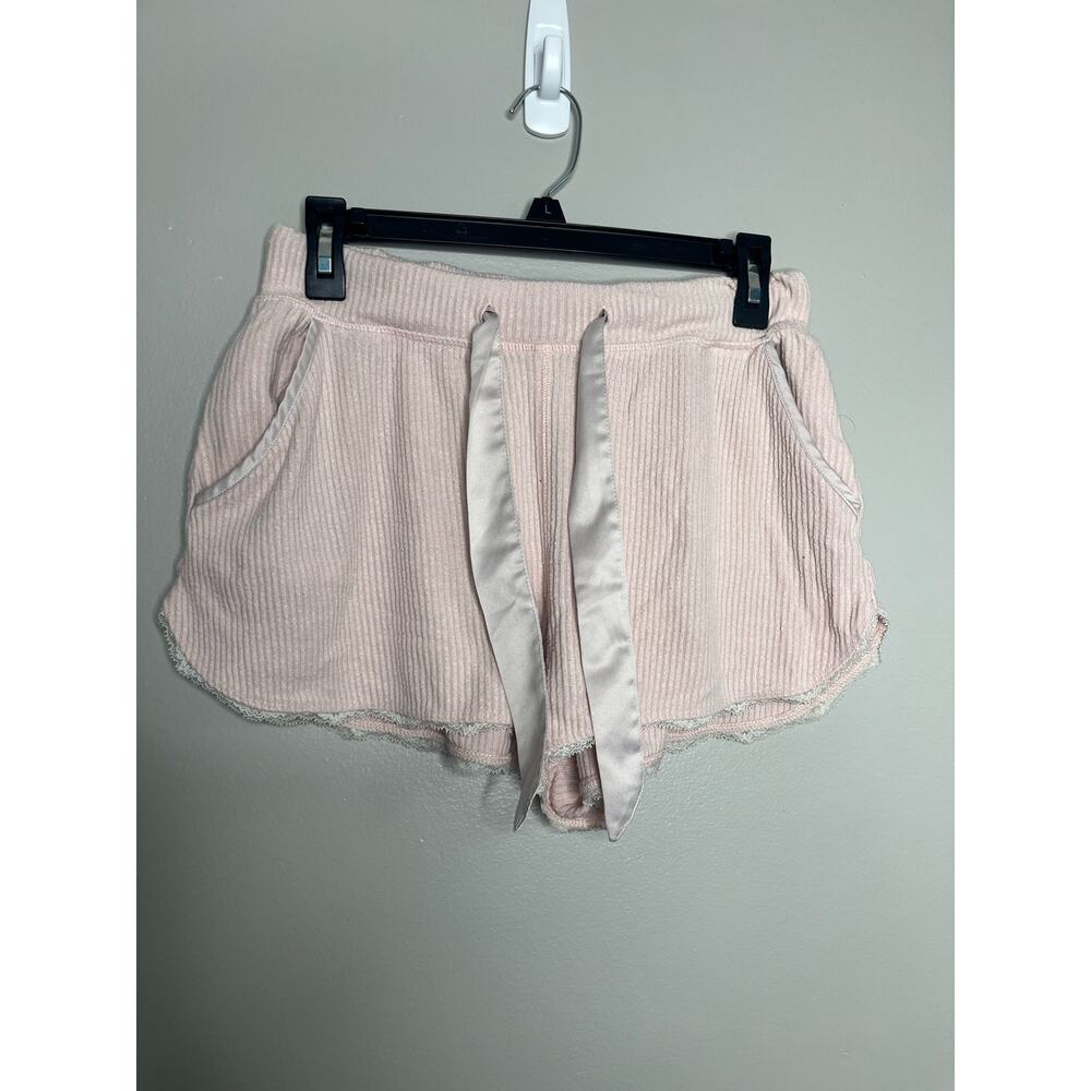 Abercrombie & Fitch Baby Pink Ribbed Silk Tie Cozy Sleep Shorts Size Medium
